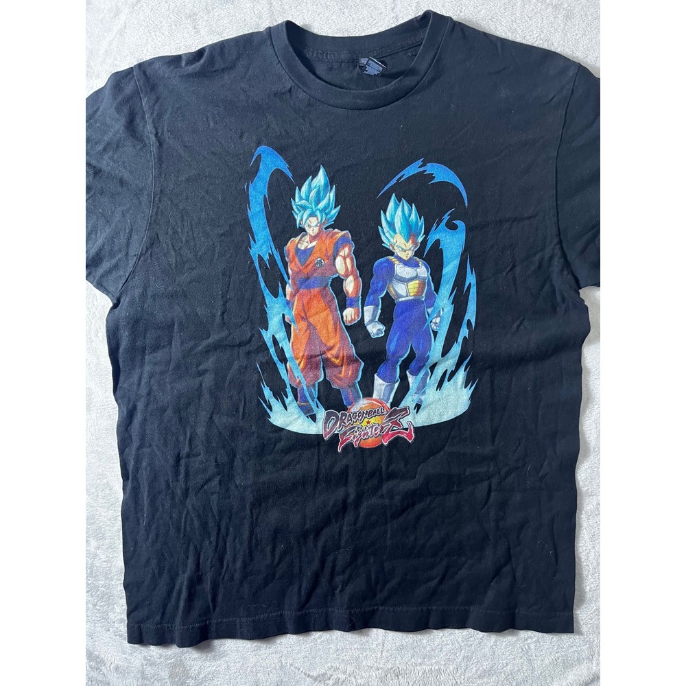 Dragon Ball FighterZ T Shirt Mens Large Black Super Saiyan Blue‎ Goku Vegeta Tee